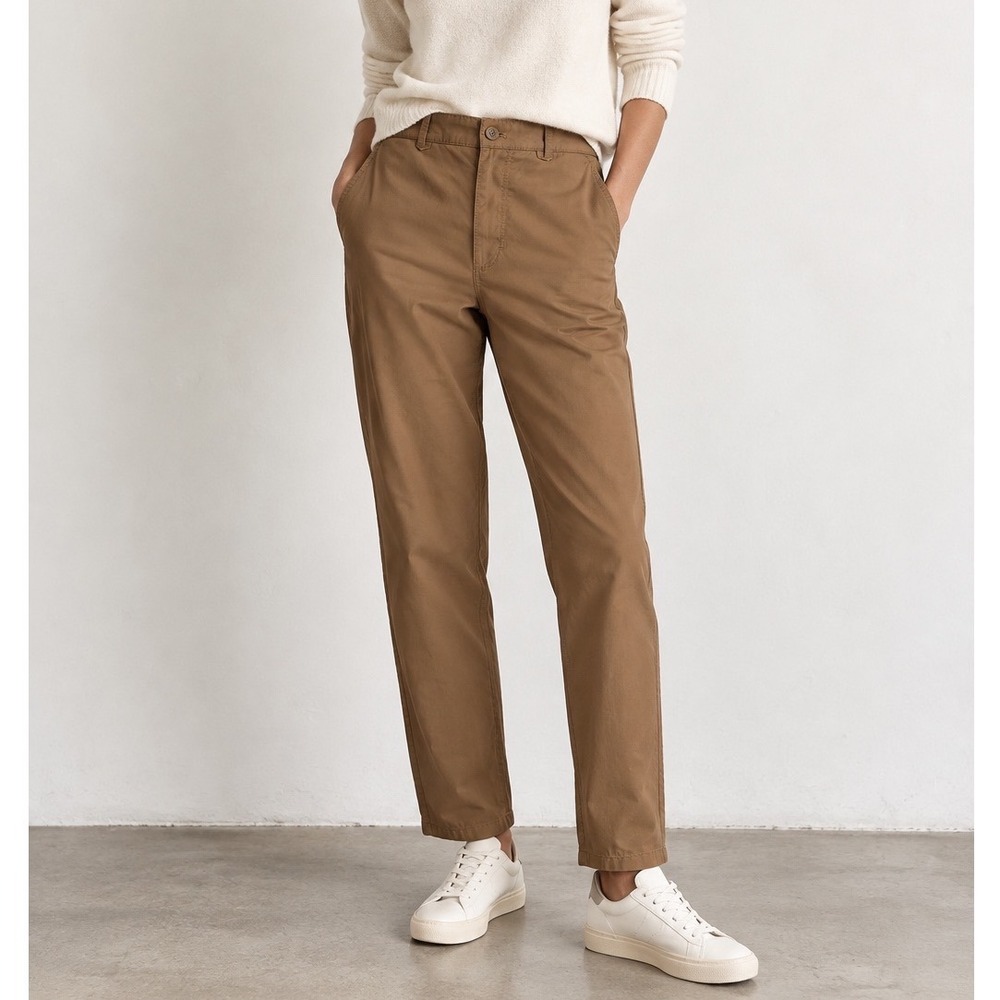 COS Cotton Chino Tapered Leg Trouser Pants in Camel Khaki